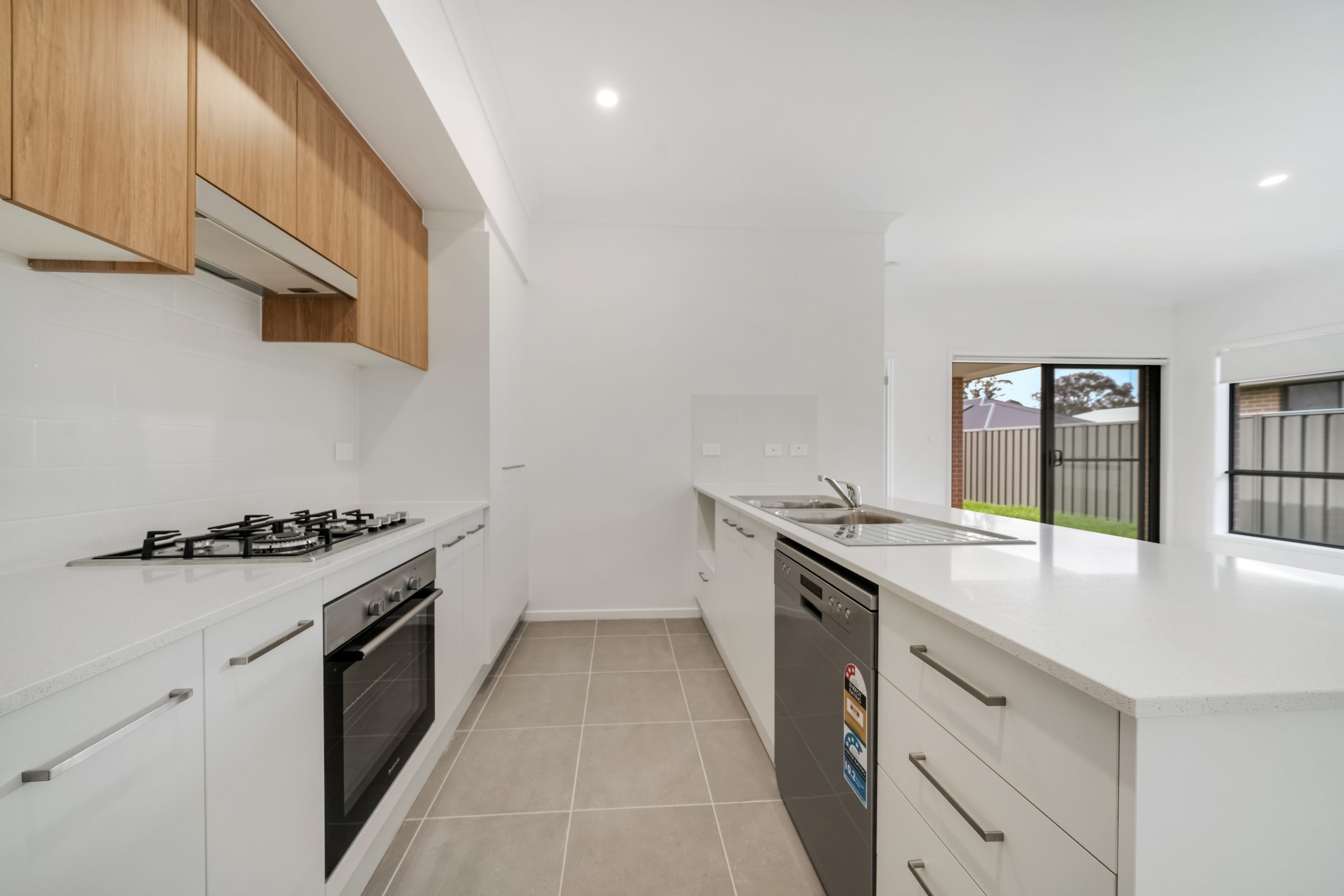 Modern kitchen interior with wooden cabinetry
