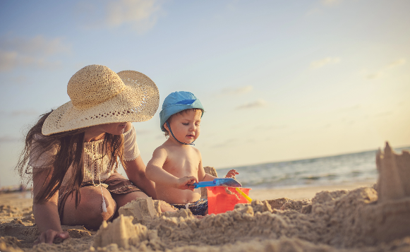 Children playing on the beach